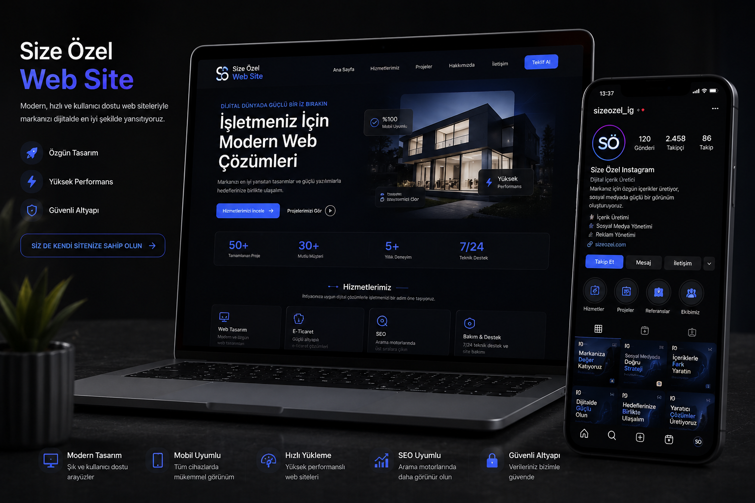 Size Özel Web Site ve Instagram Mockup